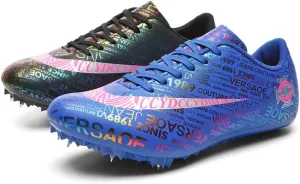 Mens Womens Track and Field Shoes Sprint Sport Sneakers Mesh Breathable Professional Running Nail Spikes Shoes for Boys Girls