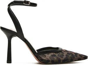 Mesh Kitten Heels for Women Closed Pointed Toe Slingback Buckle Strap Pumps Fashion Casual Dress High Heels