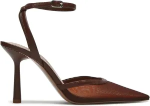 Mesh Kitten Heels for Women Closed Pointed Toe Slingback Buckle Strap Pumps Fashion Casual Dress High Heels
