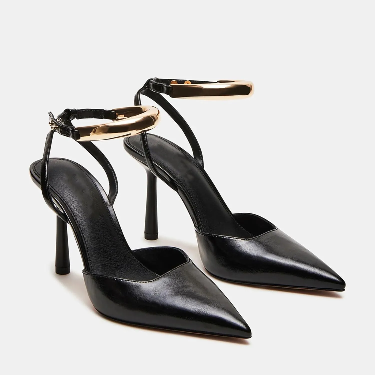 Mesh Kitten Heels for Women Closed Pointed Toe Slingback Buckle Strap Pumps Fashion Casual Dress High Heels