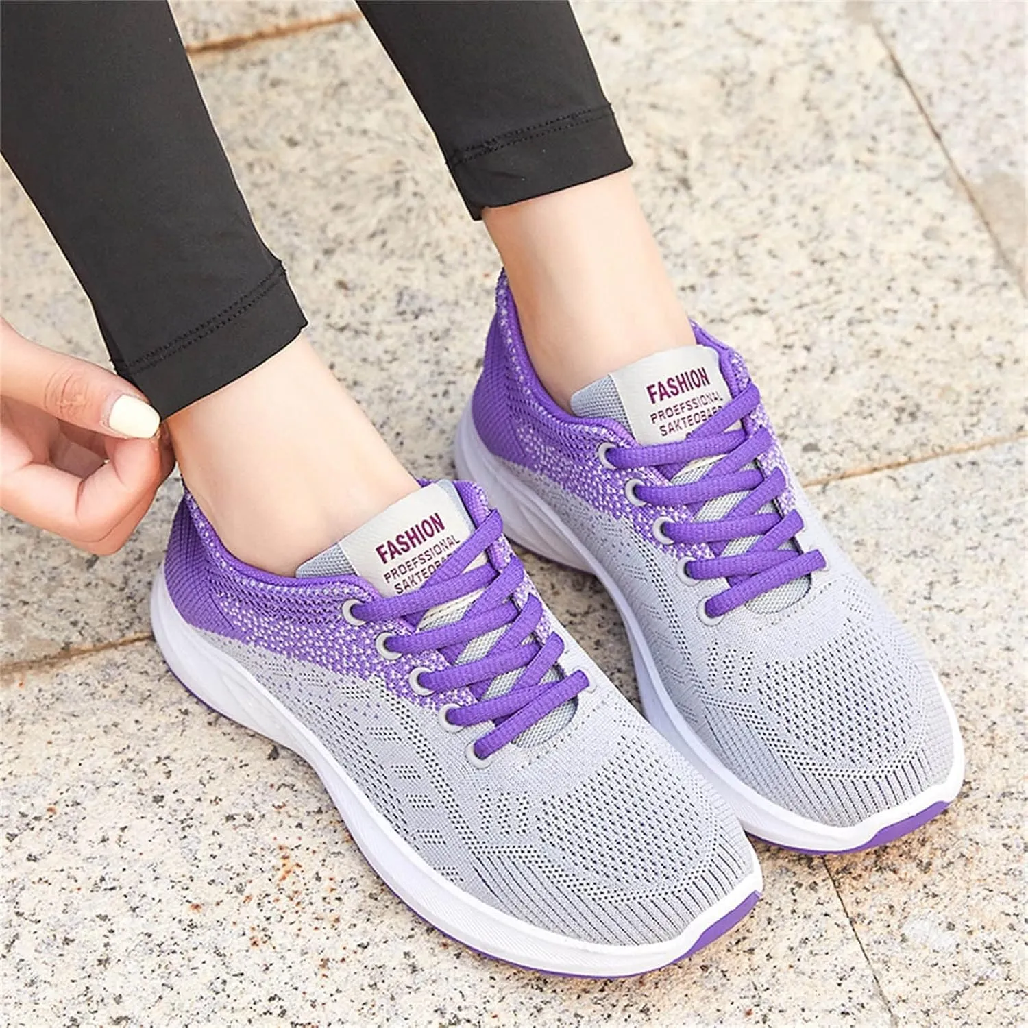 Mesh Sport Shoes for Women 2025 Casual Lightweight Summer Lace up Breathable Closed Toe Outdoor Running Shoes Comfortable for Workout Running Walking