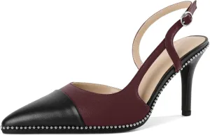 Mettesally Slingback Pumps 3 Inches Stilettos Sexy Evening Heels for Women Beaded