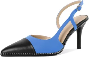 Mettesally Slingback Pumps 3 Inches Stilettos Sexy Evening Heels for Women Beaded
