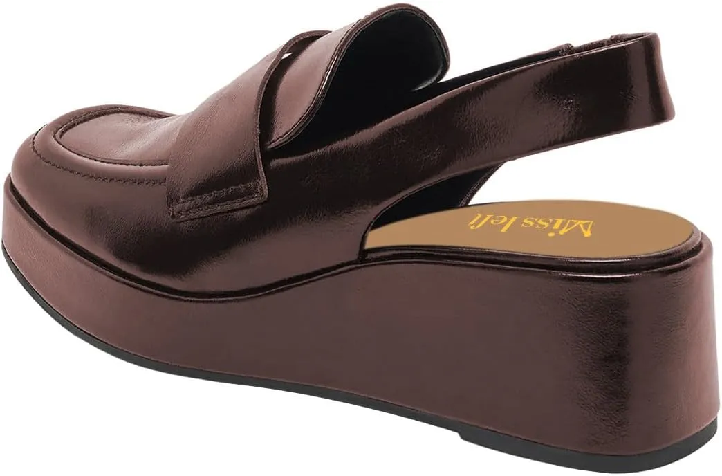 miss left Women's Wedge Heel Slingback Pumps Platform Closed Toe Mid Heel Elastic Strap Sandals Trendy Travel Casual Shoes Size 4-16 US