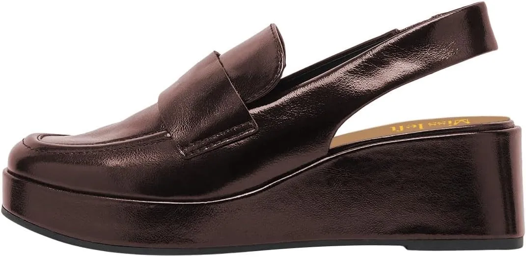 miss left Women's Wedge Heel Slingback Pumps Platform Closed Toe Mid Heel Elastic Strap Sandals Trendy Travel Casual Shoes Size 4-16 US