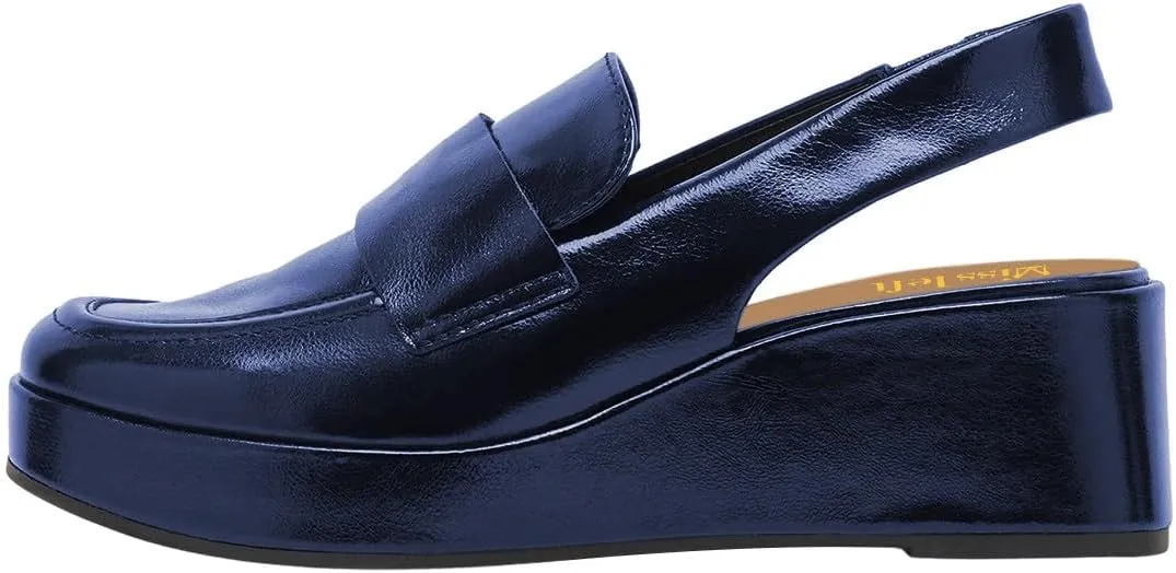 miss left Women's Wedge Heel Slingback Pumps Platform Closed Toe Mid Heel Elastic Strap Sandals Trendy Travel Casual Shoes Size 4-16 US