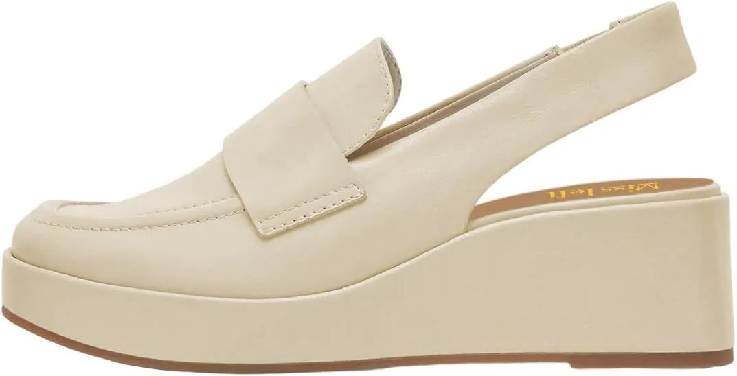 miss left Women's Wedge Heel Slingback Pumps Platform Closed Toe Mid Heel Elastic Strap Sandals Trendy Travel Casual Shoes Size 4-16 US