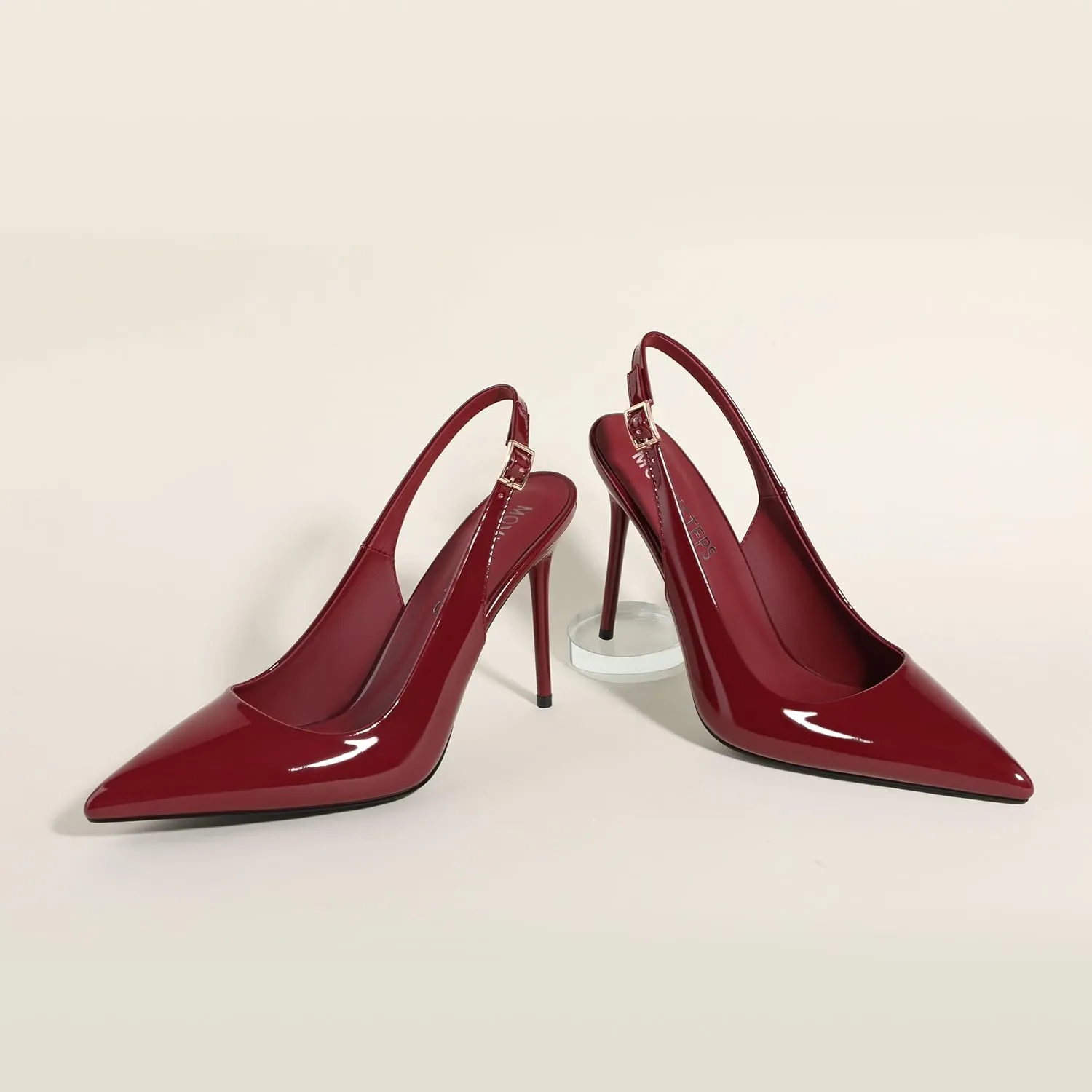 MOVINSTEPS Slingback Heels for Women Pumps Pointed Closed Toe Buckle Sexy Stiletto High Heels Prom Office Work Wedding Fashion Elegant Dressy Shoes 4 Inch