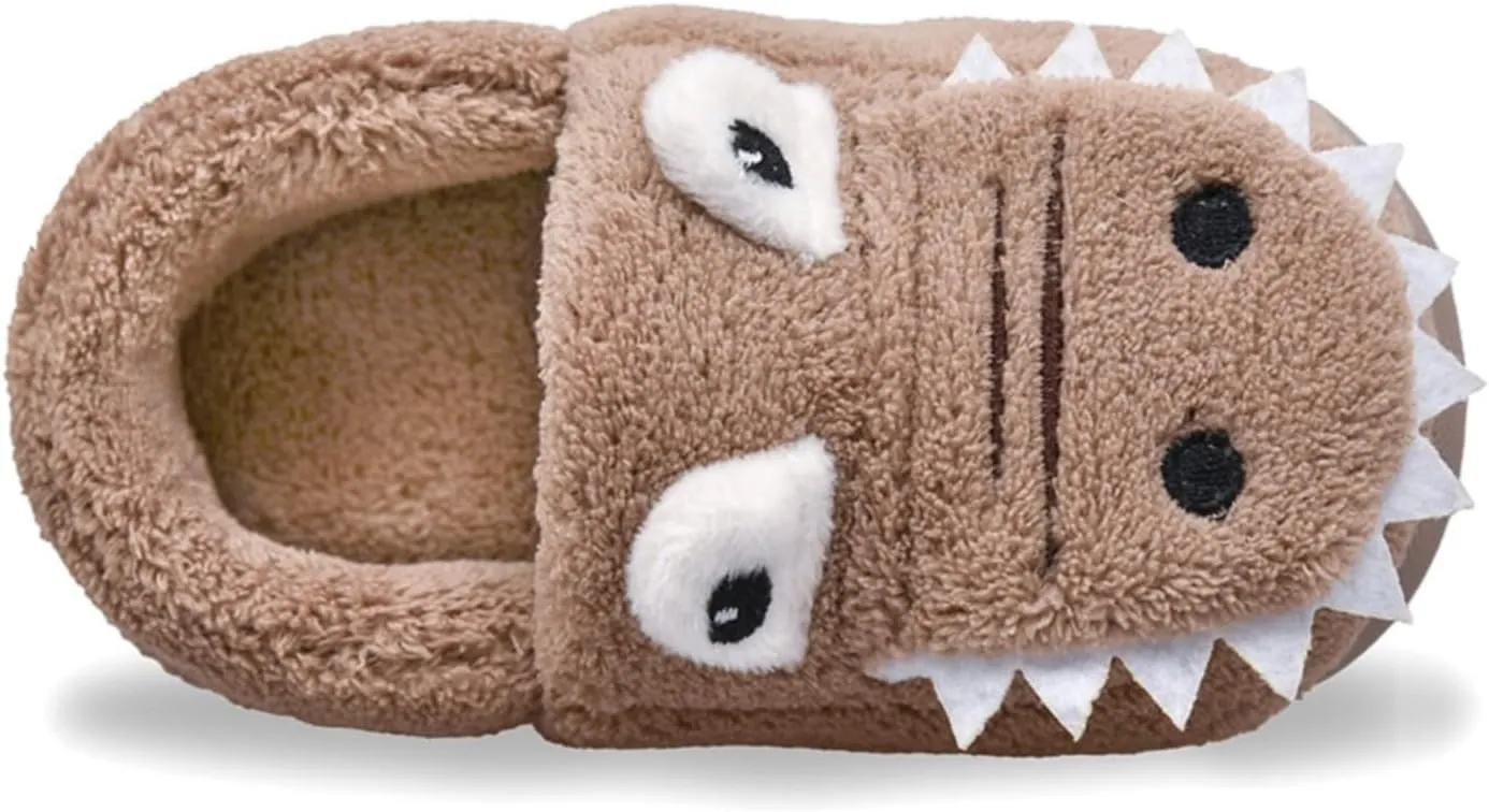 Newborn Baby Cozy Fleece Booties Super 𝐆rippers Winter Dinosaur Slippers Soft Sole Stay On Bedroom House Shoes