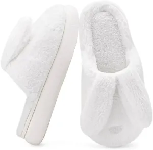 NineCiFun Women's Bunny Slippers Memory Foam House Plush Fluffy Rabbit Slippers Comfy Fuzzy Faux Fur Lining Indoor Animal Bedroom Shoes