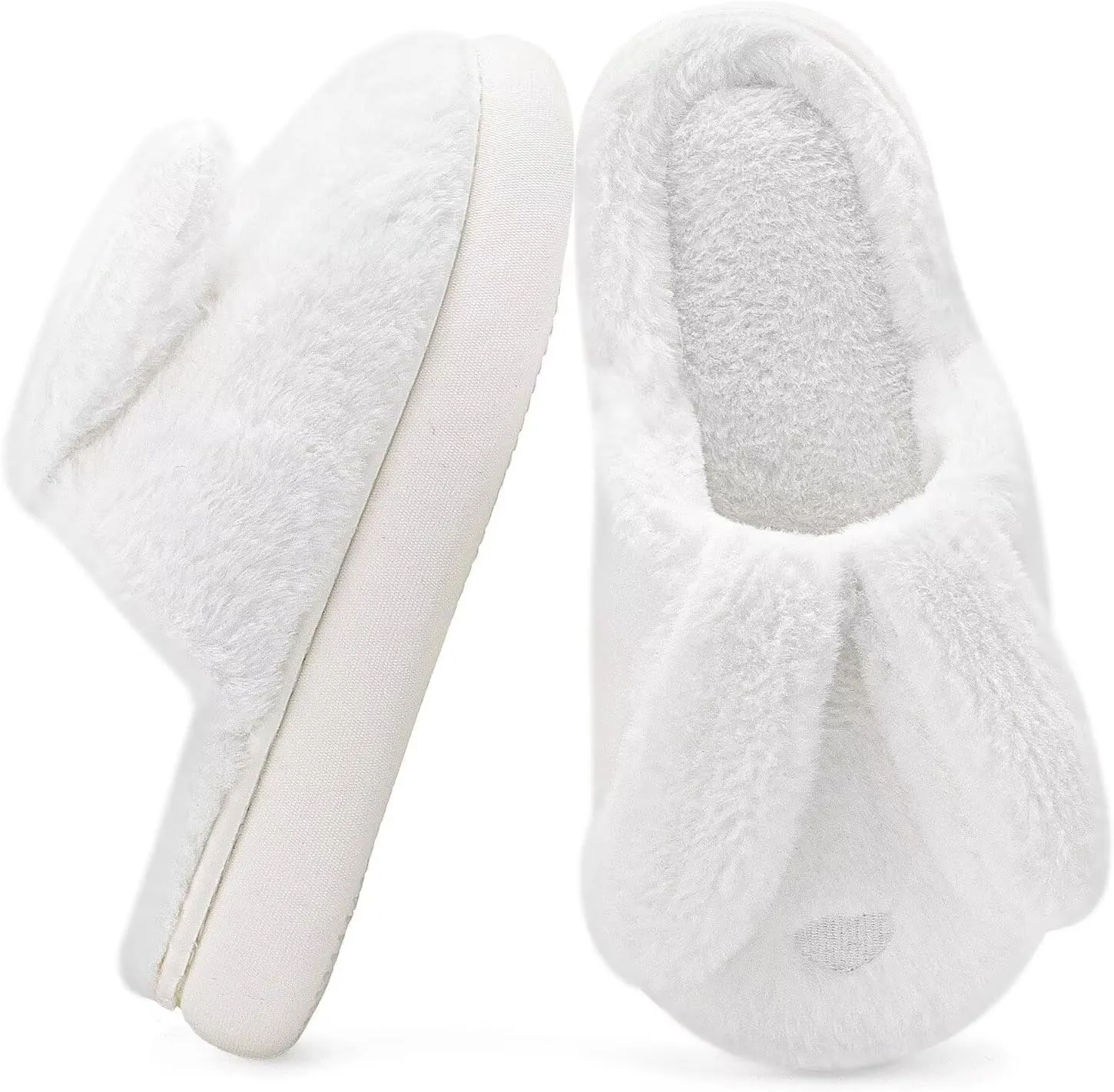 NineCiFun Women's Bunny Slippers Memory Foam House Plush Fluffy Rabbit Slippers Comfy Fuzzy Faux Fur Lining Indoor Animal Bedroom Shoes