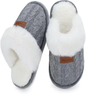 NineCiFun Women's Fuzzy Memory Foam Cozy House Slippers with Soft Faux Fur Lining