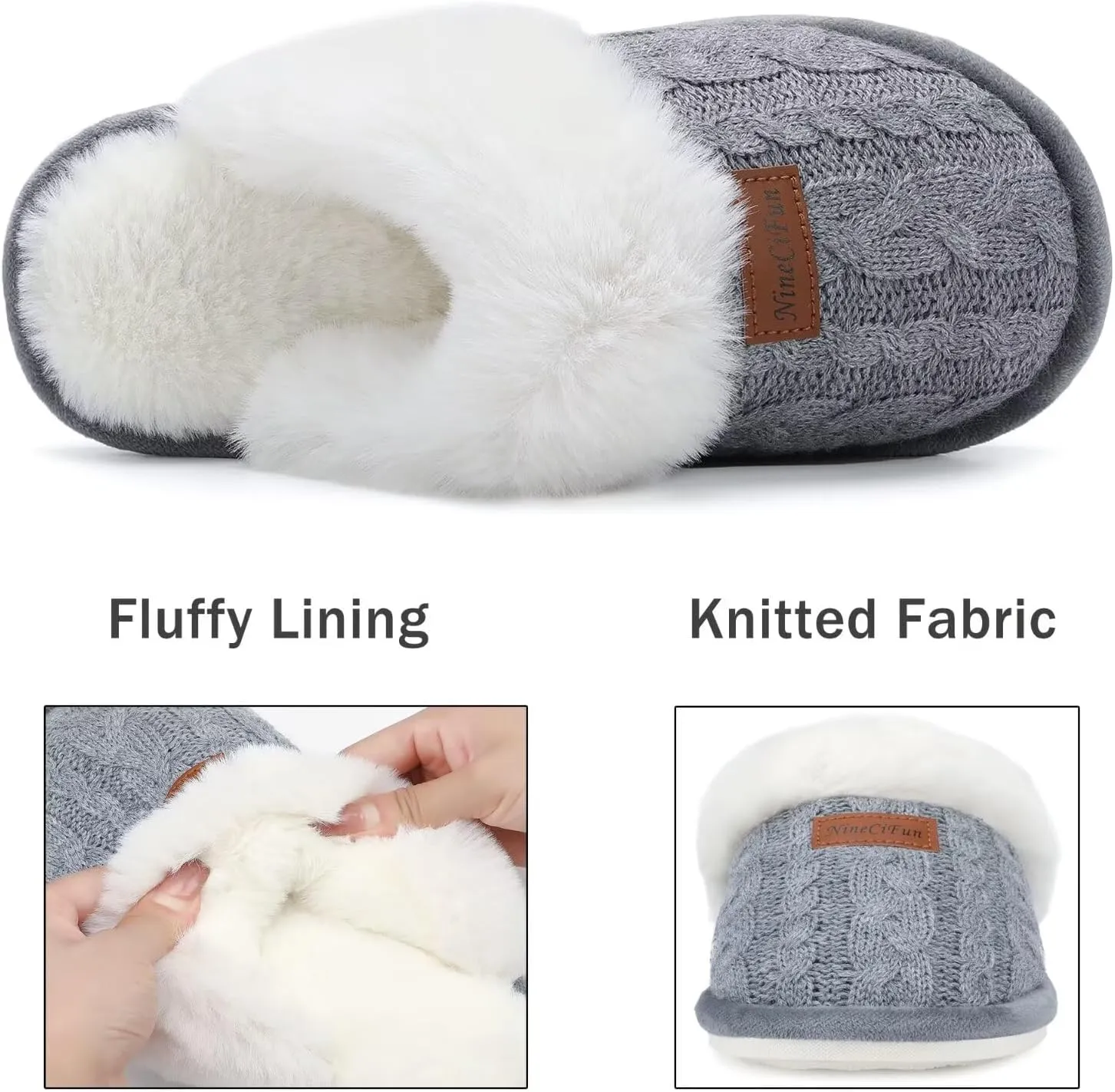 NineCiFun Women's Fuzzy Memory Foam Cozy House Slippers with Soft Faux Fur Lining