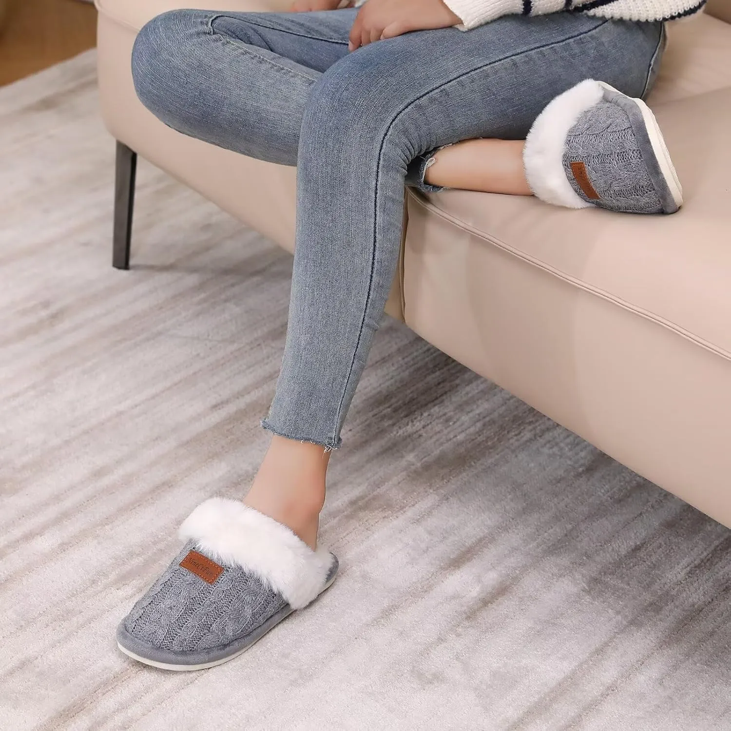 NineCiFun Women's Fuzzy Memory Foam Cozy House Slippers with Soft Faux Fur Lining