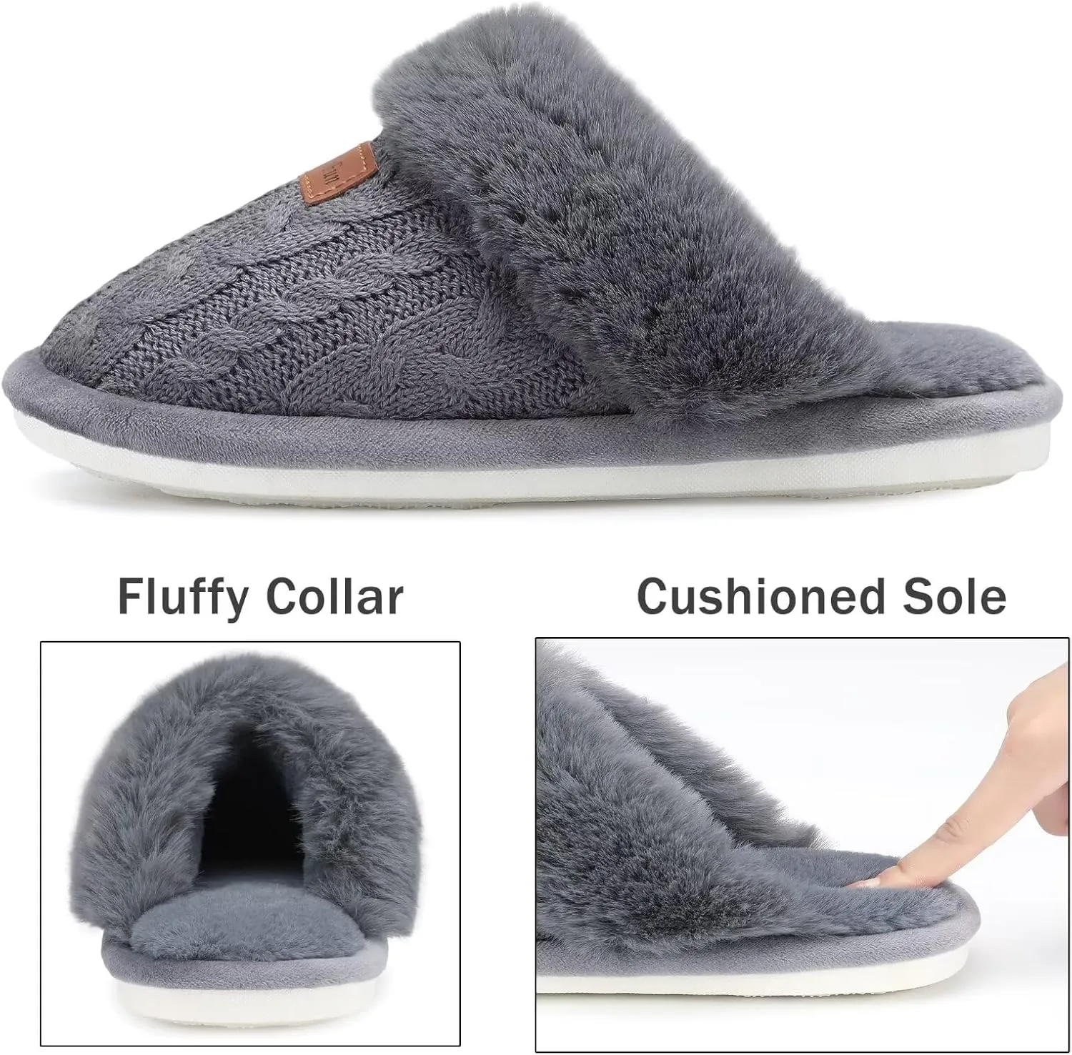 NineCiFun Women's Fuzzy Memory Foam Cozy House Slippers with Soft Faux Fur Lining