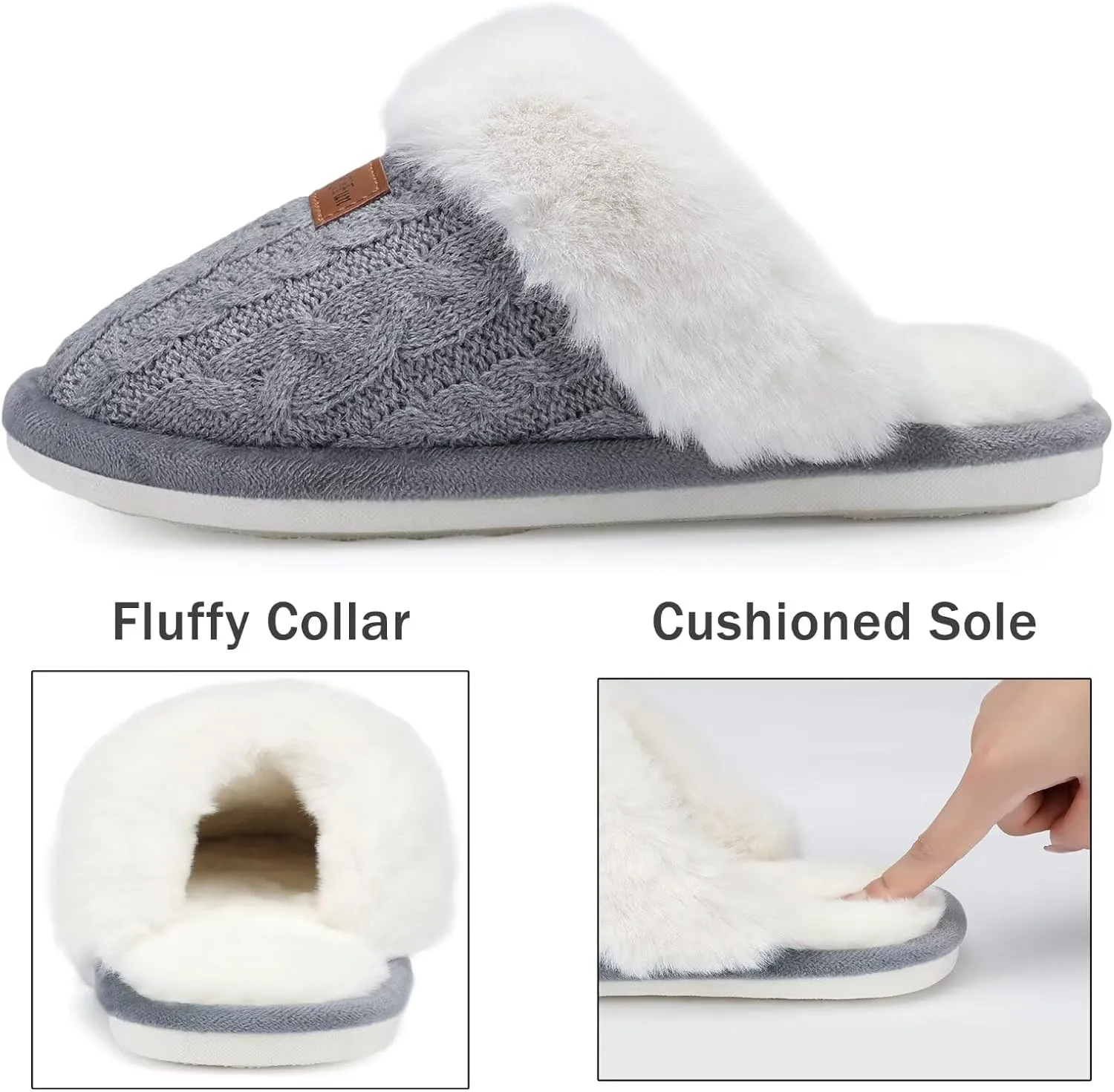 NineCiFun Women's Fuzzy Memory Foam Cozy House Slippers with Soft Faux Fur Lining