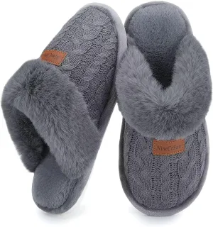 NineCiFun Women's Fuzzy Memory Foam Cozy House Slippers with Soft Faux Fur Lining