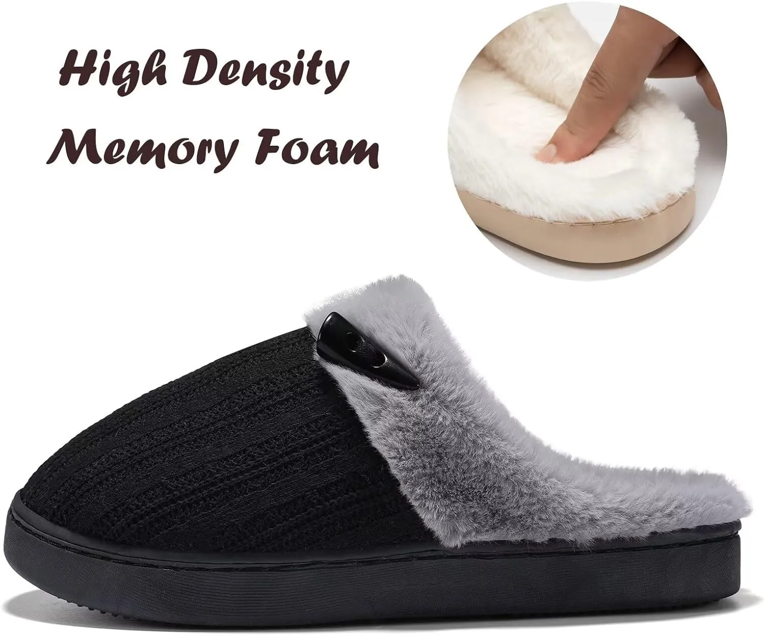 NineCiFun Women's Slip on Fuzzy House Slippers Memory Foam Slippers Scuff Outdoor Indoor Warm Plush Bedroom Shoes with Faux Fur Lining