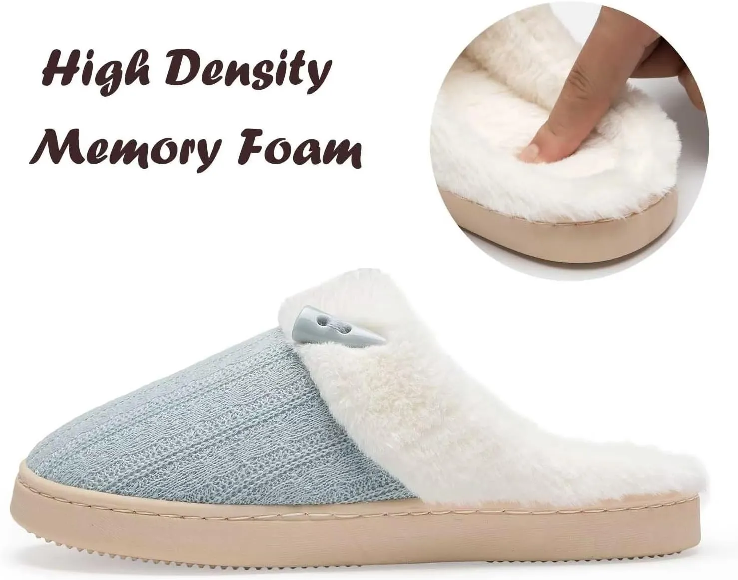 NineCiFun Women's Slip on Fuzzy House Slippers Memory Foam Slippers Scuff Outdoor Indoor Warm Plush Bedroom Shoes with Faux Fur Lining