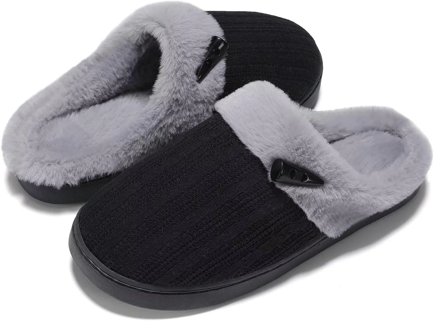 NineCiFun Women's Slip on Fuzzy House Slippers Memory Foam Slippers Scuff Outdoor Indoor Warm Plush Bedroom Shoes with Faux Fur Lining