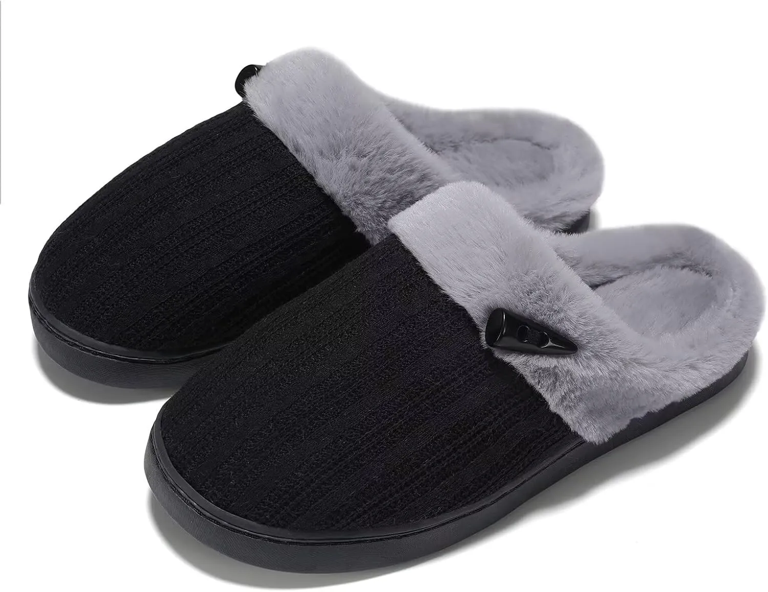 NineCiFun Women's Slip on Fuzzy House Slippers Memory Foam Slippers Scuff Outdoor Indoor Warm Plush Bedroom Shoes with Faux Fur Lining