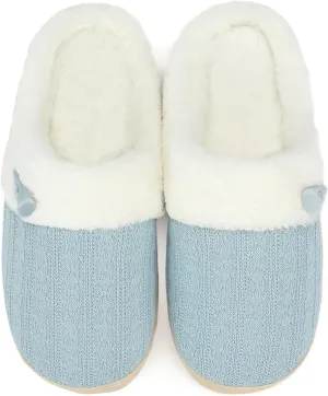 NineCiFun Women's Slip on Fuzzy House Slippers Memory Foam Slippers Scuff Outdoor Indoor Warm Plush Bedroom Shoes with Faux Fur Lining