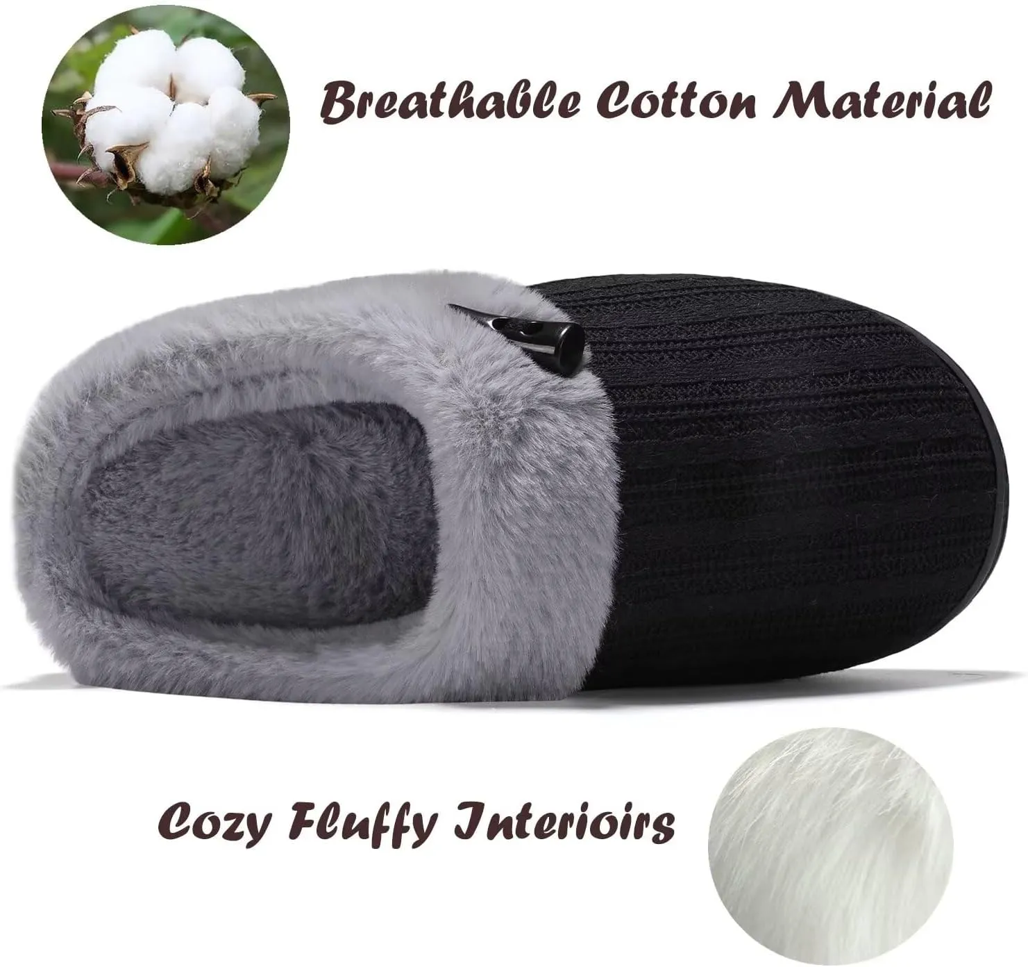 NineCiFun Women's Slip on Fuzzy House Slippers Memory Foam Slippers Scuff Outdoor Indoor Warm Plush Bedroom Shoes with Faux Fur Lining