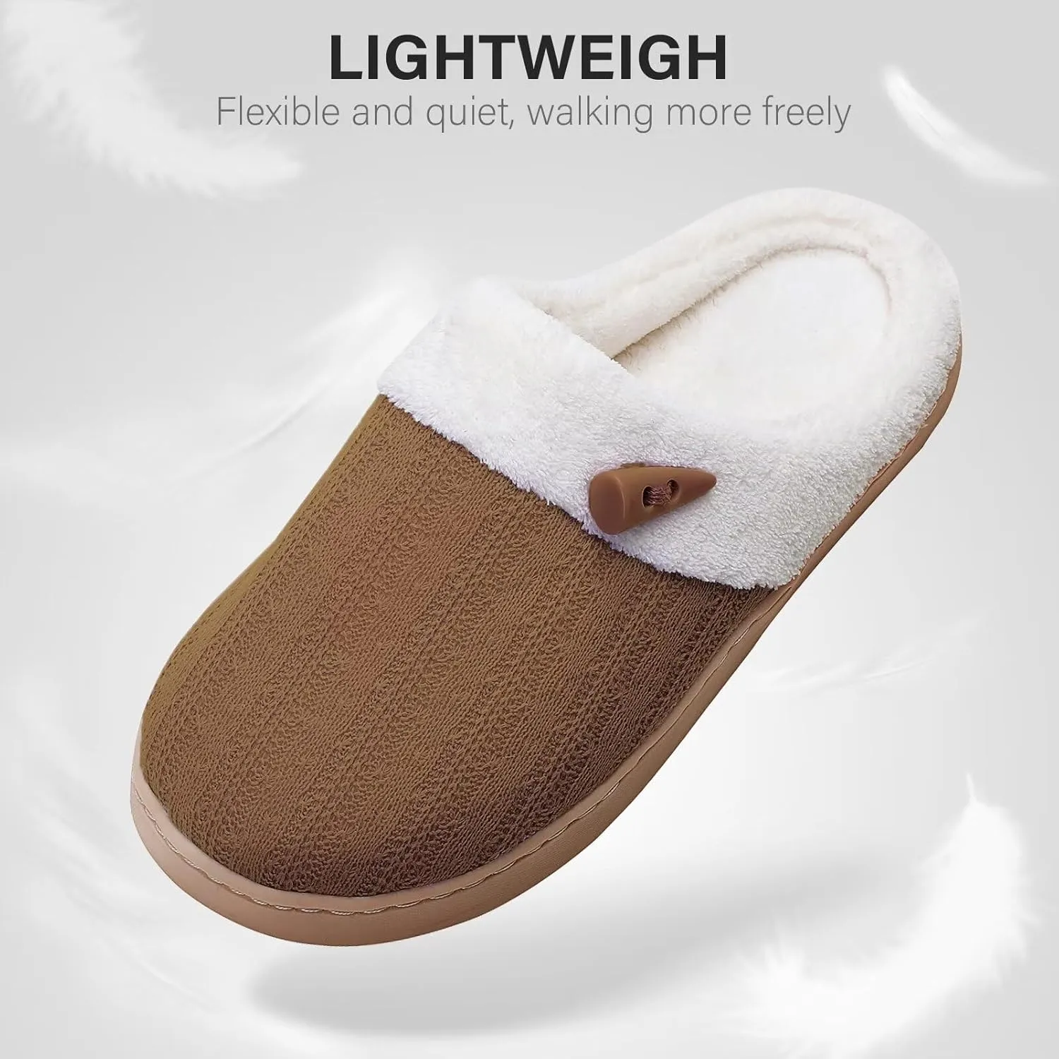 NineCiFun Women's Slippers Scuff Comfy Lightweight House Shoes Slip on Memory Foam Bedroom Slippers Indoor Outdoor Home Shoes with Soft Terry Lining