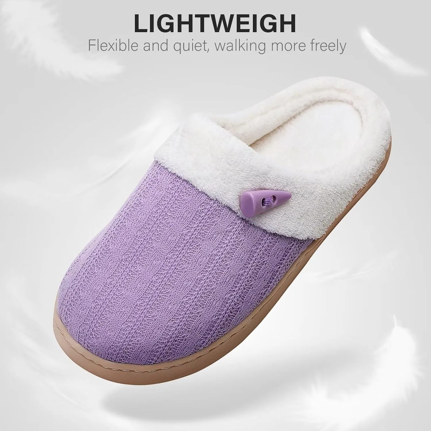 NineCiFun Women's Slippers Scuff Comfy Lightweight House Shoes Slip on Memory Foam Bedroom Slippers Indoor Outdoor Home Shoes with Soft Terry Lining