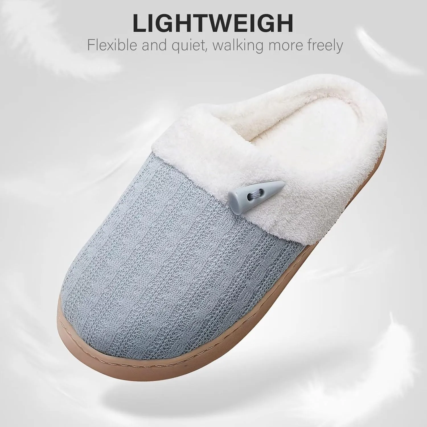 NineCiFun Women's Slippers Scuff Comfy Lightweight House Shoes Slip on Memory Foam Bedroom Slippers Indoor Outdoor Home Shoes with Soft Terry Lining