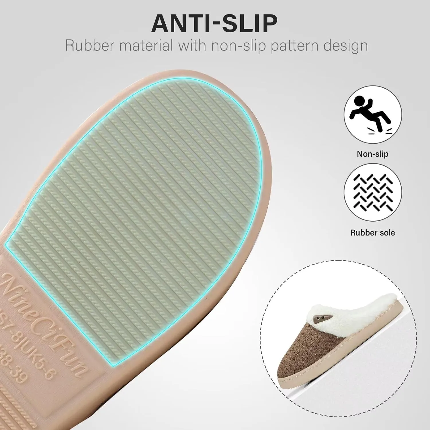 NineCiFun Women's Slippers Scuff Comfy Lightweight House Shoes Slip on Memory Foam Bedroom Slippers Indoor Outdoor Home Shoes with Soft Terry Lining