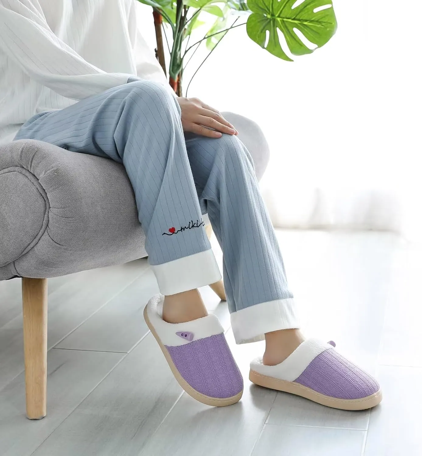 NineCiFun Women's Slippers Scuff Comfy Lightweight House Shoes Slip on Memory Foam Bedroom Slippers Indoor Outdoor Home Shoes with Soft Terry Lining