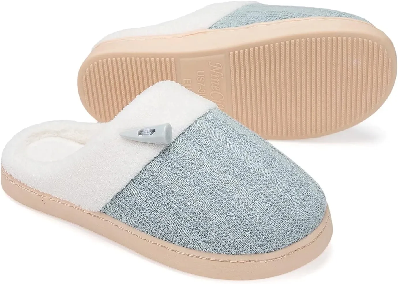 NineCiFun Women's Slippers Scuff Comfy Lightweight House Shoes Slip on Memory Foam Bedroom Slippers Indoor Outdoor Home Shoes with Soft Terry Lining