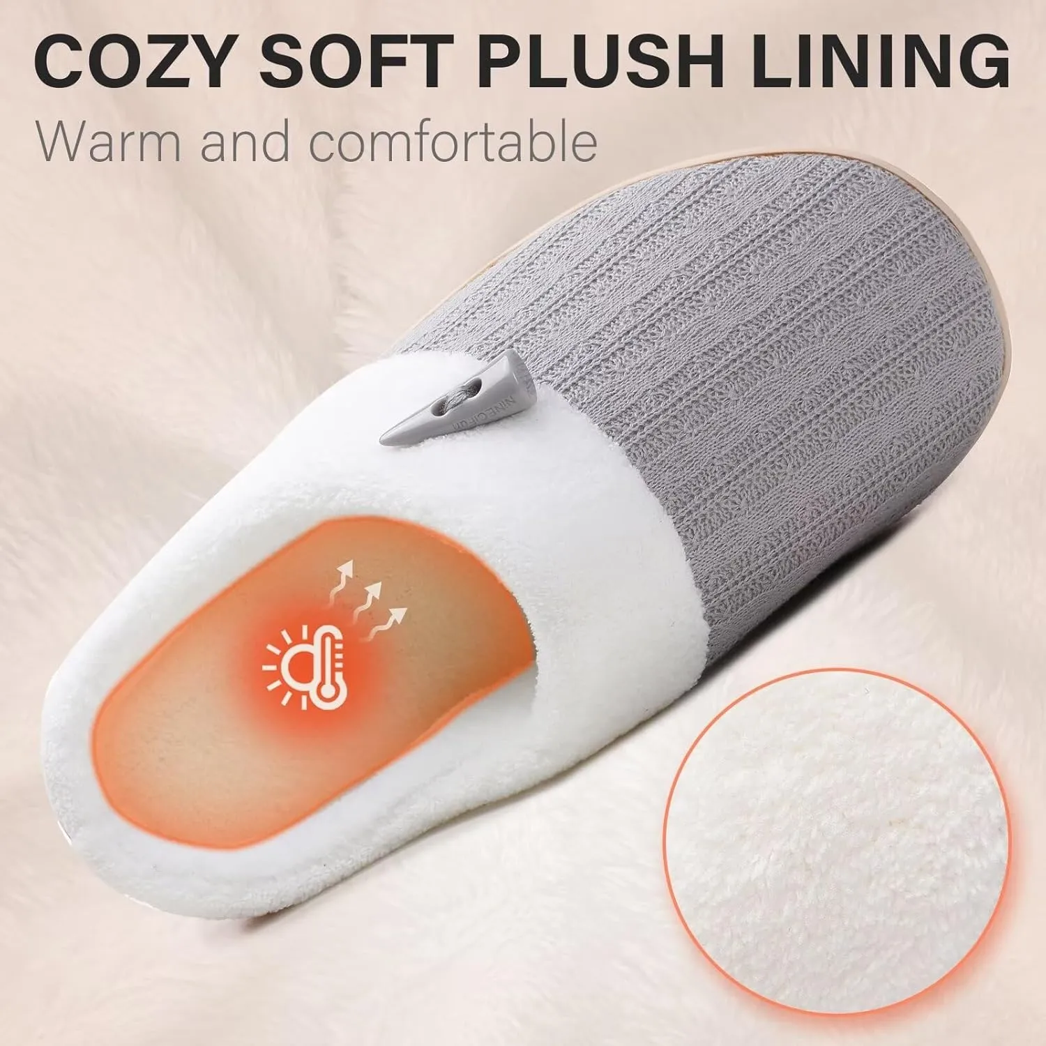 NineCiFun Women's Slippers Scuff Comfy Lightweight House Shoes Slip on Memory Foam Bedroom Slippers Indoor Outdoor Home Shoes with Soft Terry Lining