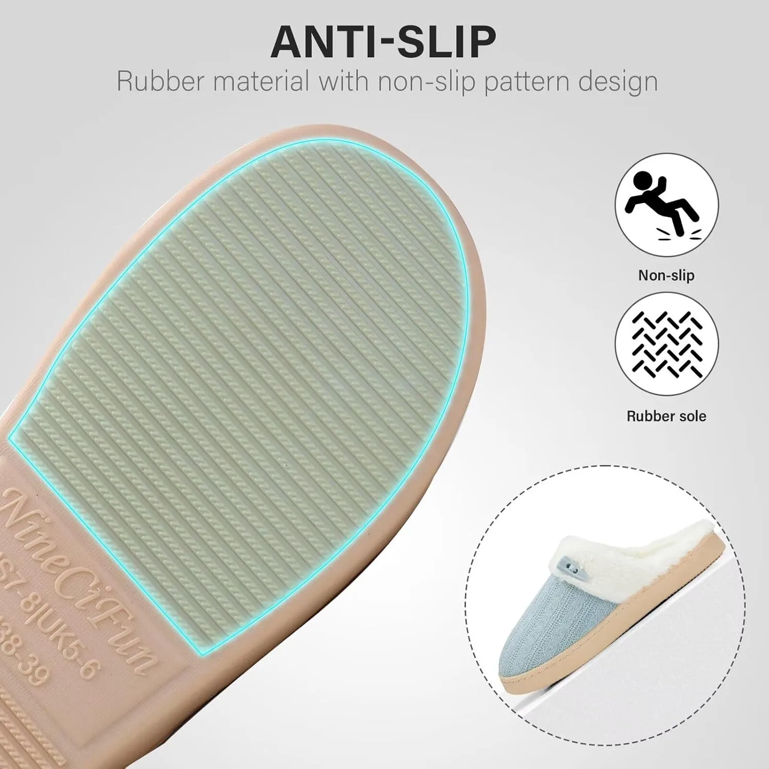 NineCiFun Women's Slippers Scuff Comfy Lightweight House Shoes Slip on Memory Foam Bedroom Slippers Indoor Outdoor Home Shoes with Soft Terry Lining