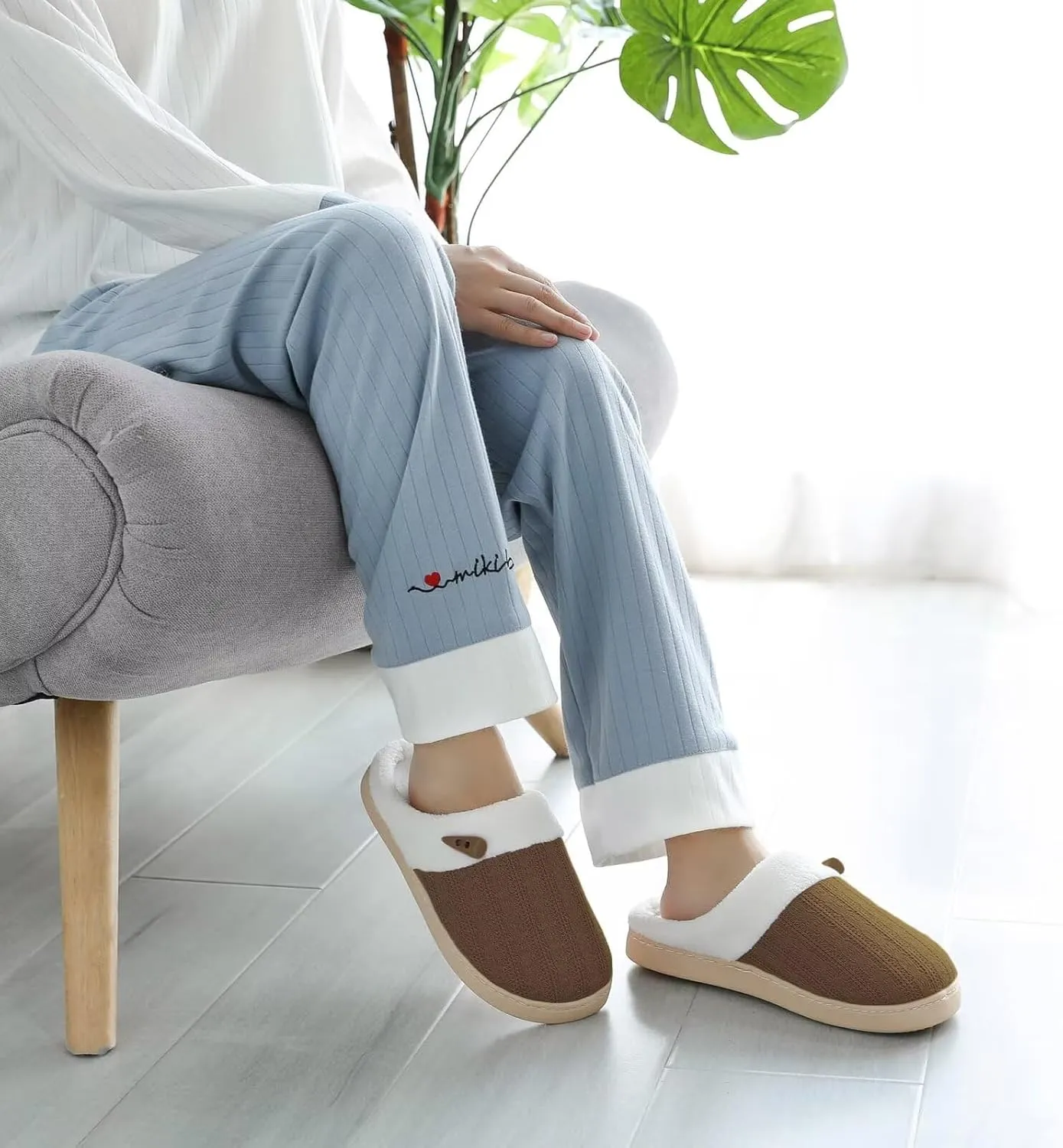 NineCiFun Women's Slippers Scuff Comfy Lightweight House Shoes Slip on Memory Foam Bedroom Slippers Indoor Outdoor Home Shoes with Soft Terry Lining