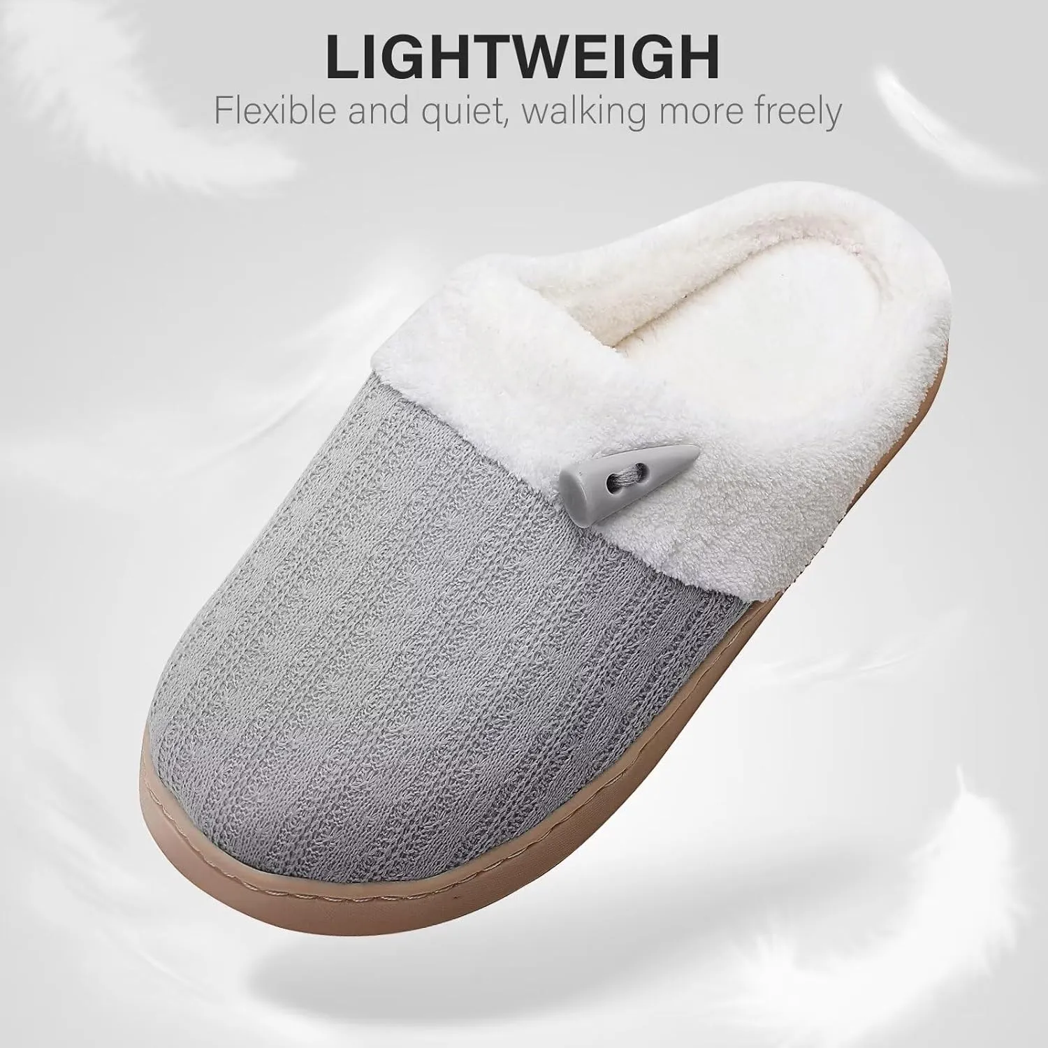 NineCiFun Women's Slippers Scuff Comfy Lightweight House Shoes Slip on Memory Foam Bedroom Slippers Indoor Outdoor Home Shoes with Soft Terry Lining