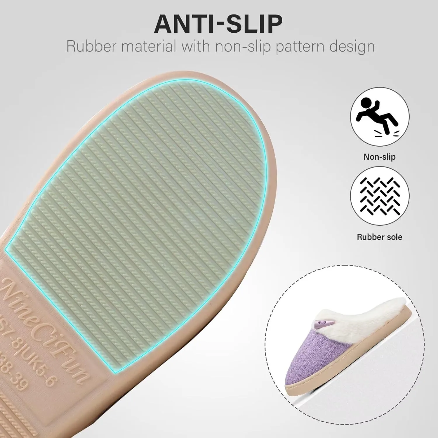 NineCiFun Women's Slippers Scuff Comfy Lightweight House Shoes Slip on Memory Foam Bedroom Slippers Indoor Outdoor Home Shoes with Soft Terry Lining