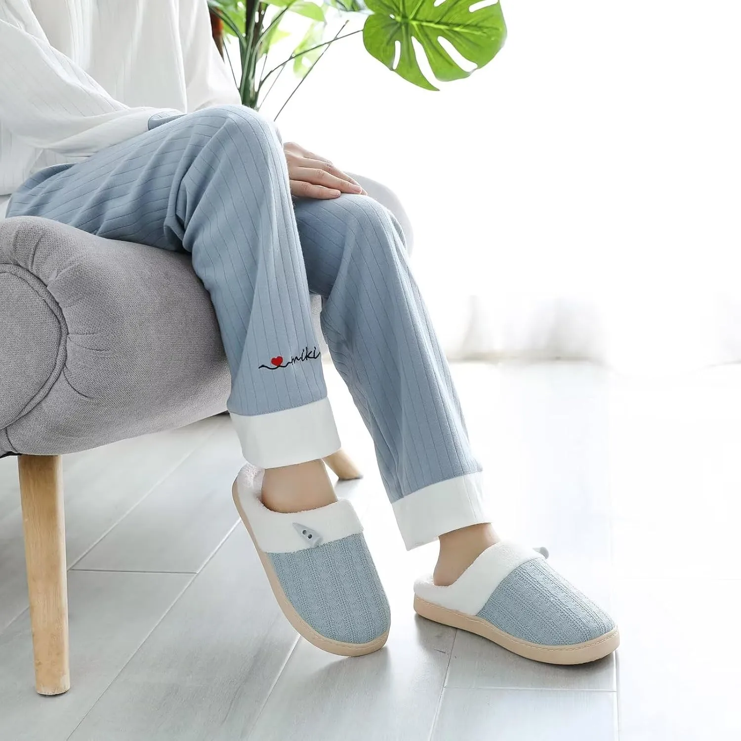 NineCiFun Women's Slippers Scuff Comfy Lightweight House Shoes Slip on Memory Foam Bedroom Slippers Indoor Outdoor Home Shoes with Soft Terry Lining