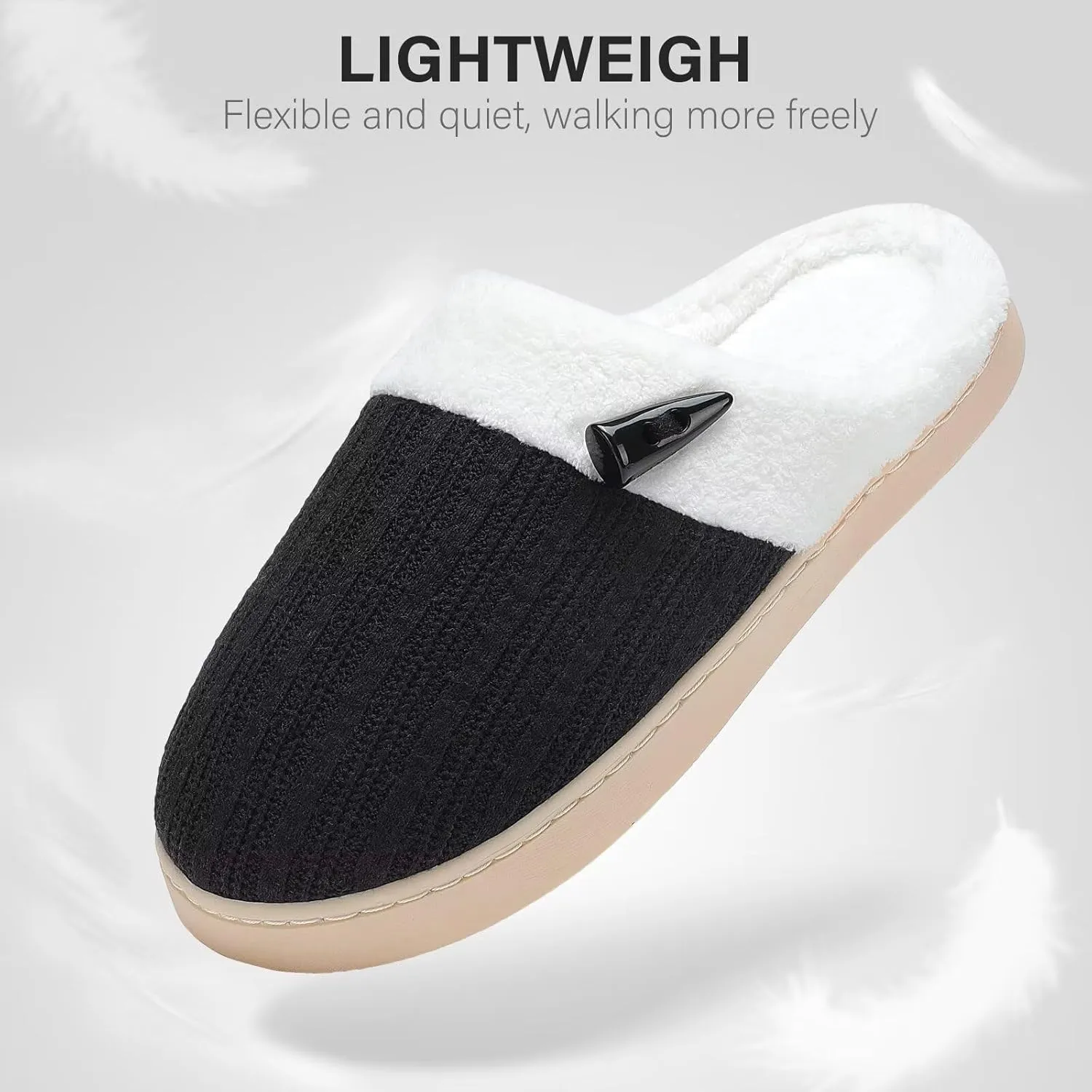 NineCiFun Women's Slippers Scuff Comfy Lightweight House Shoes Slip on Memory Foam Bedroom Slippers Indoor Outdoor Home Shoes with Soft Terry Lining