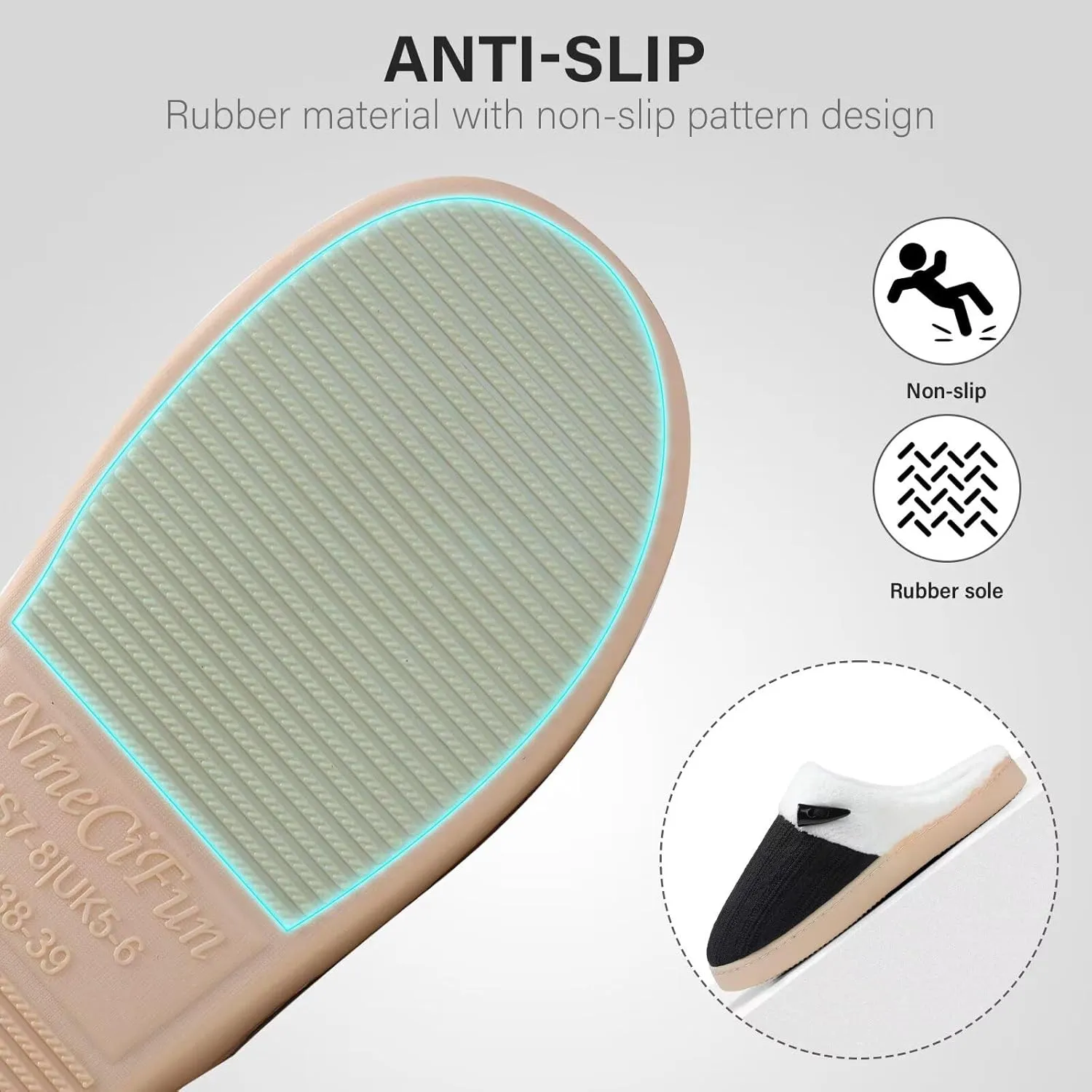 NineCiFun Women's Slippers Scuff Comfy Lightweight House Shoes Slip on Memory Foam Bedroom Slippers Indoor Outdoor Home Shoes with Soft Terry Lining
