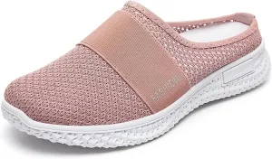 Orthopedic Loafers for Women Summer Breathable Mesh Hollow Out Closed Toe Open Back Slip On Walking Shoes Casual Lightweight Soft Soles Slippers with Arch Support