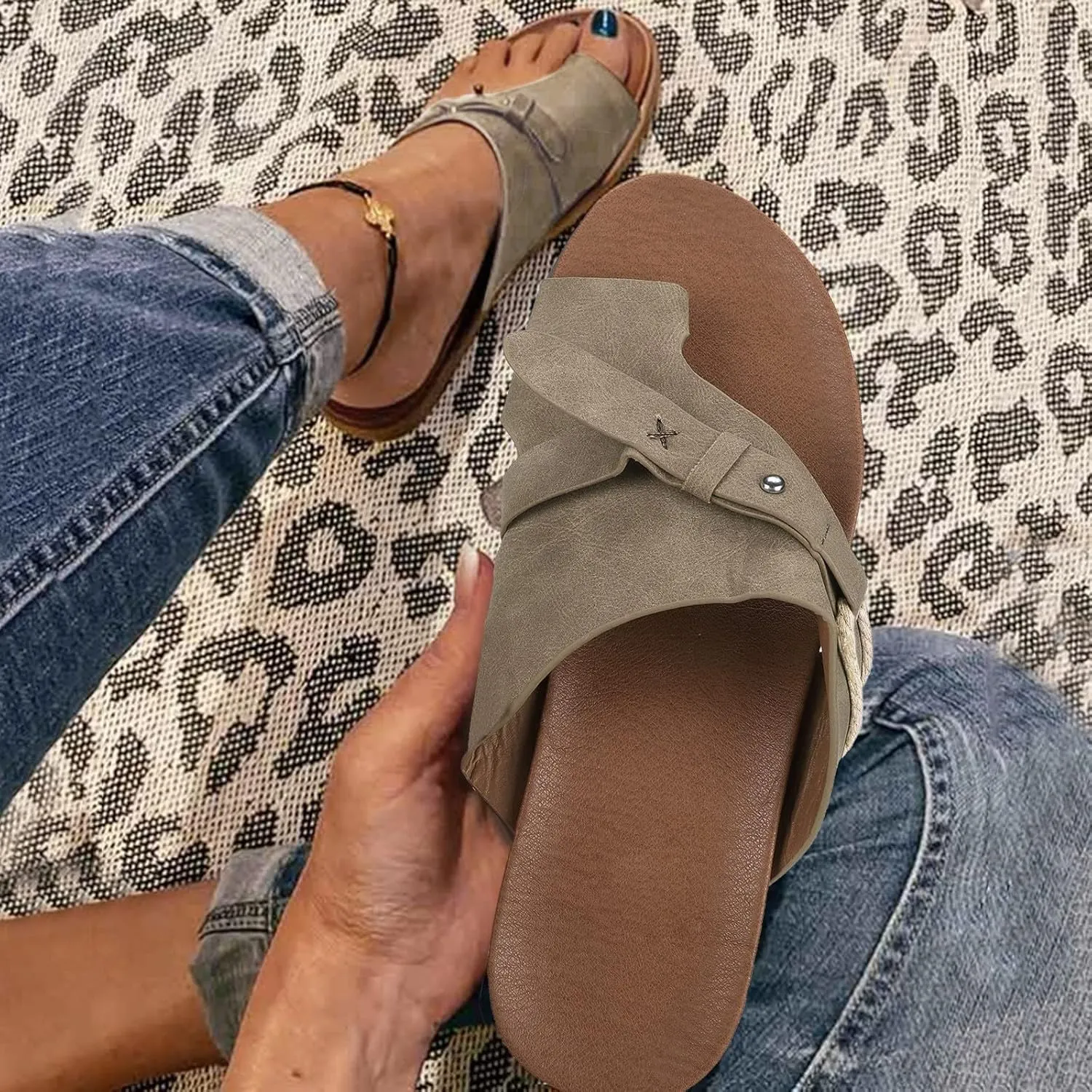 Sandalias para Mujer Elegantes, Flip Flops for Women Summer Beach Casual Sandals Comfortable Comfy Flip Flops