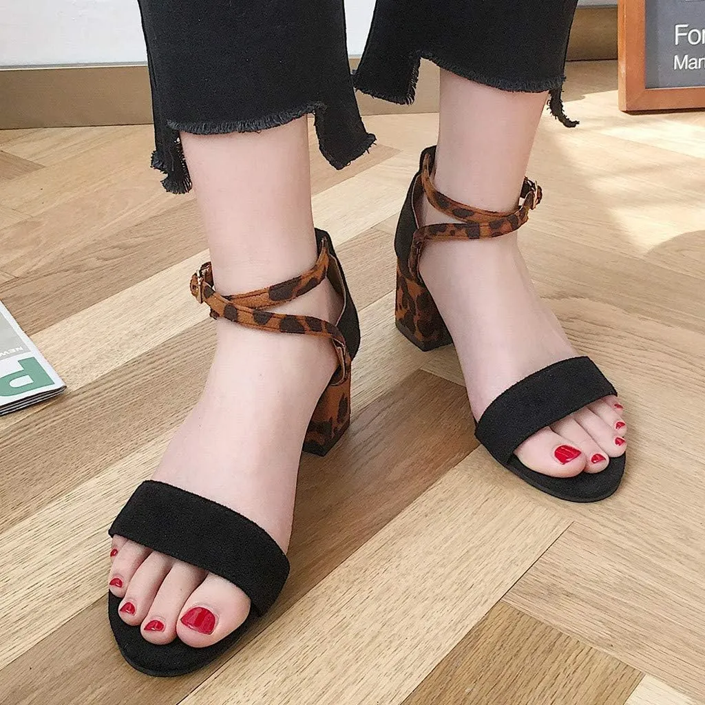 Sandals for Women Low Heel Wedge,Chunky Heel Sandal Open Toe Wedding Pumps with Buckle Ankle Strap Evening Party Shoes