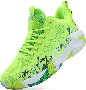 SANEARDE Mens Basketball Shoes High Top Breathable Non Slip Outdoor Sneakers Cushioning Workout Shoes for Fitness