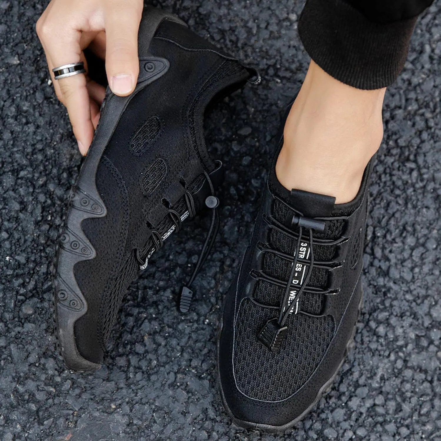 SBGMoSJ Womens Running Shoes Lightweight Slip On Walking Shoes Women Black Fall Casual Shoes for Women 2023 Running Sneakers for Women 2023 Black Comfy Shoes for Women Slip On