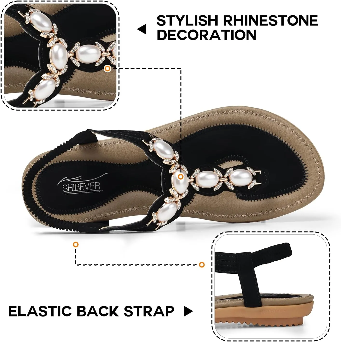 SHIBEVER Flat Sandals for Women Dressy: Summer Comfortable Walking Thong Womens Flats Sandal