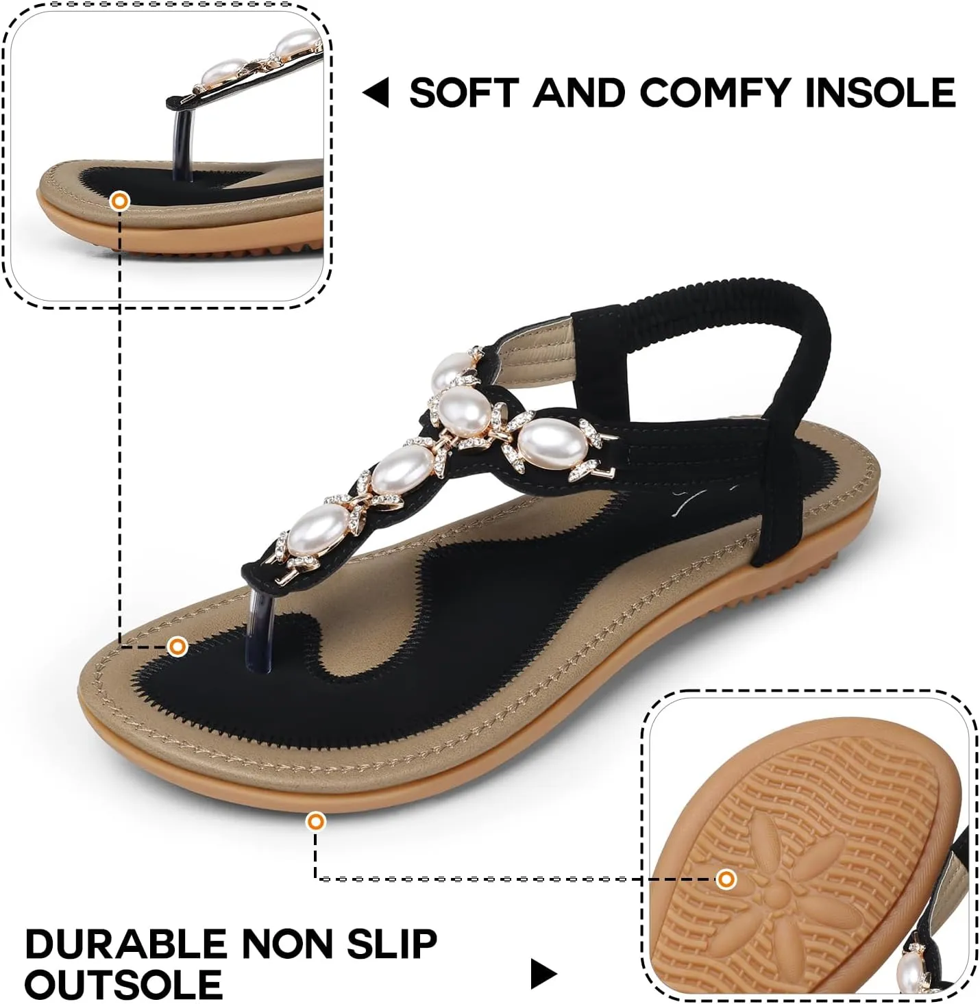 SHIBEVER Flat Sandals for Women Dressy: Summer Comfortable Walking Thong Womens Flats Sandal