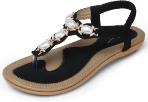 SHIBEVER Flat Sandals for Women Dressy: Summer Comfortable Walking Thong Womens Flats Sandal