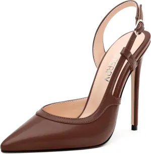 SKYSTERRY Women's Slingback Heels Closed Pointed Toe 4.7-Inch Stiletto High Heeled Pumps Sexy Wedding Party Office Work Dress Shoes